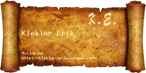 Klekler Erik névjegykártya